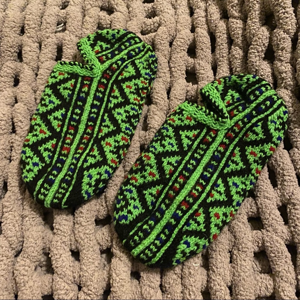 Hand Knitted Turkish Wool Socks | 100 % Natural Wool | Indoor Slipper Socks